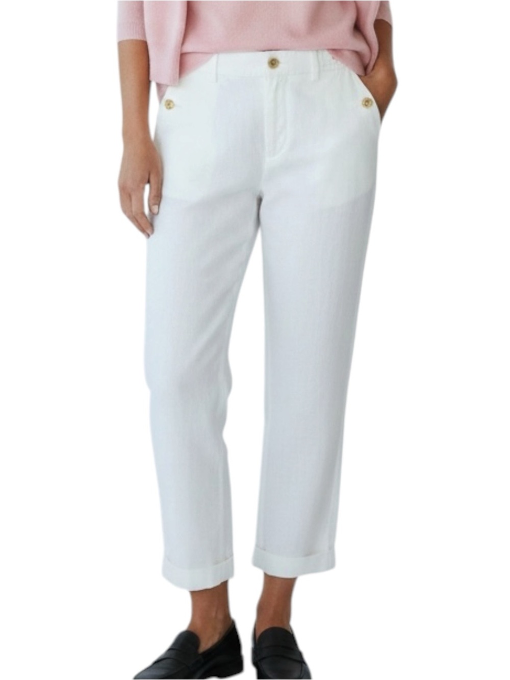 BANANA REPUBLIC Linen Blend Cuffed Ankle Pants in White Size 8 -- SUMMERTIME!!!
